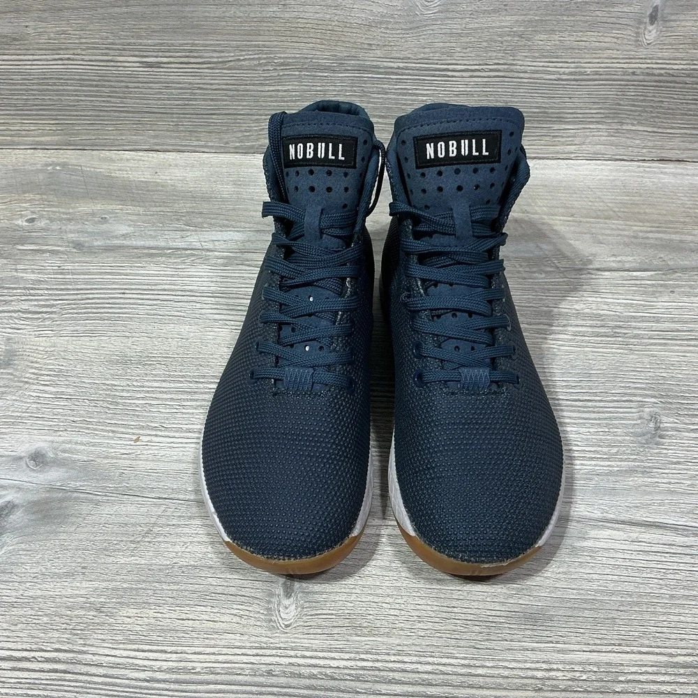 NOBULL High Top Trainer Shoes Mens Size 6.5 Womens 8 Navy Blue Gum Athletic